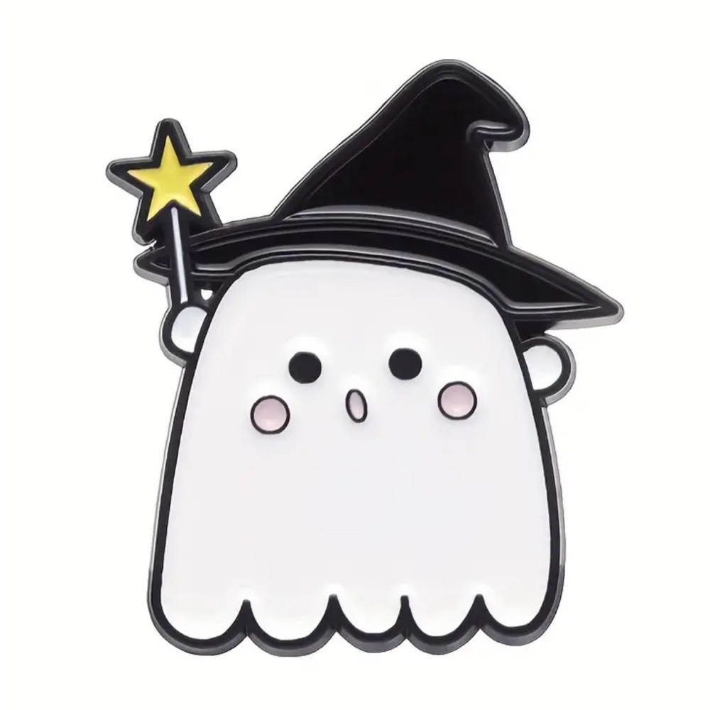 Witch hat ghost enamel pin
